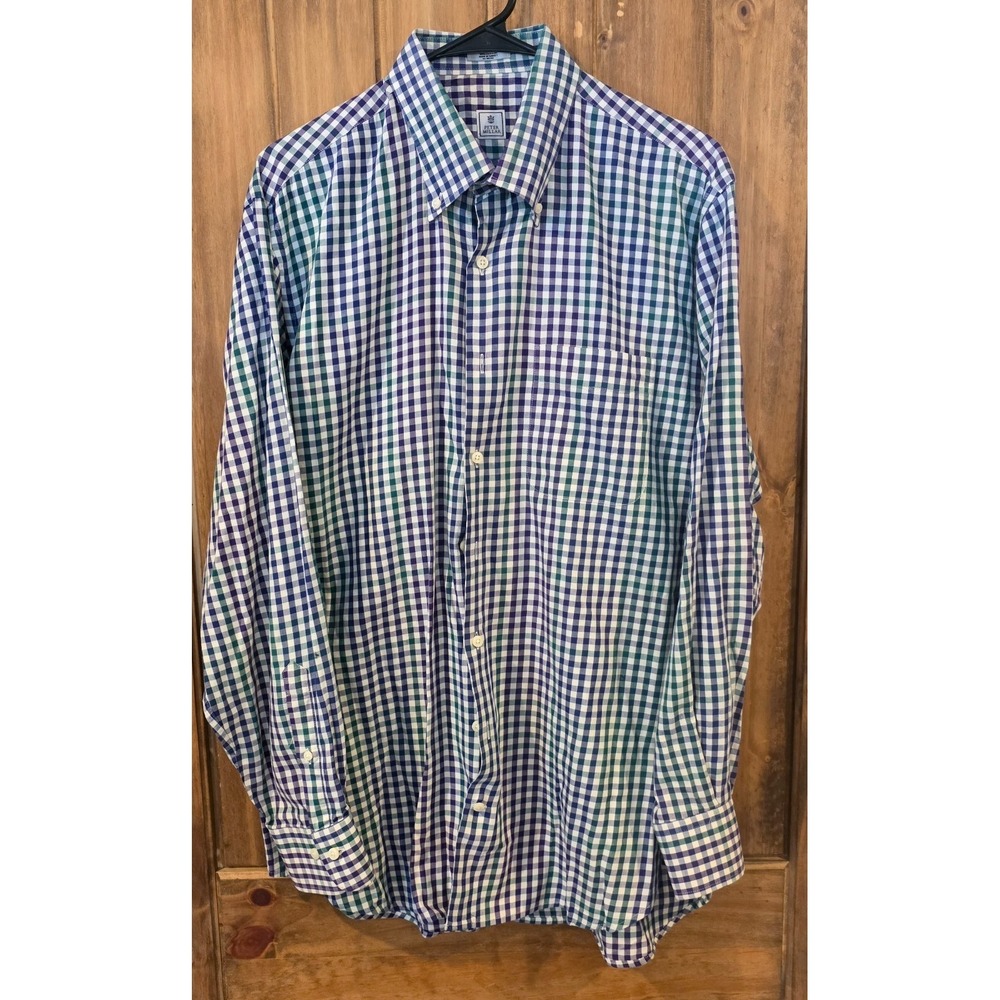 Peter Millar Sport Shirt Mens L Multicolor Gingham Check Crown Lite Long Sleeve